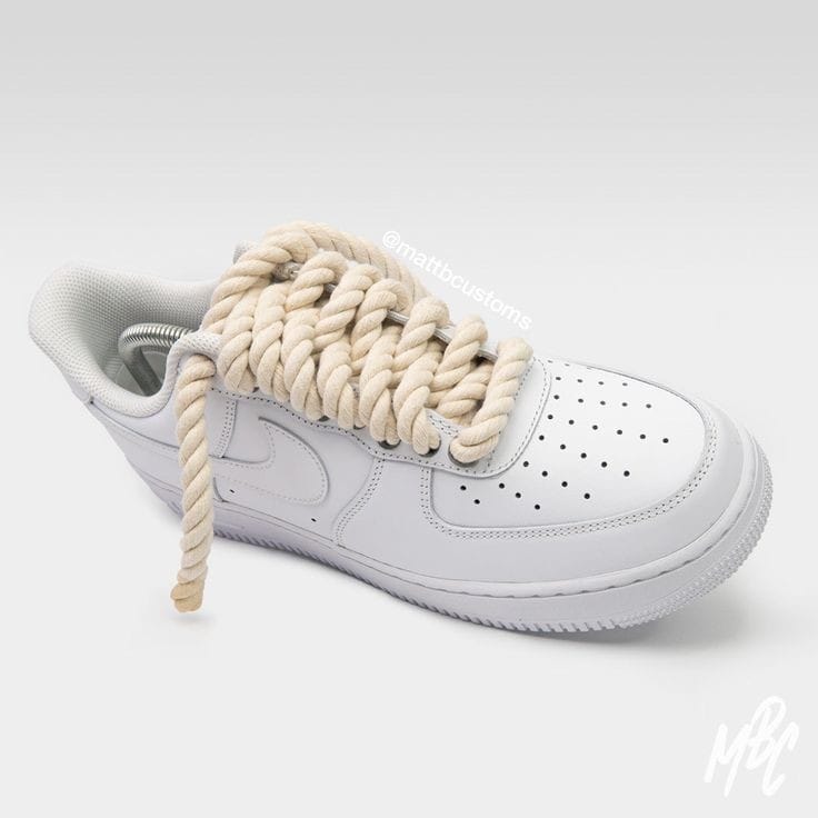 NIKE AIR FORCE 1 LOW "WHITE" - CUSTOM "CREAM" ROPE LACES