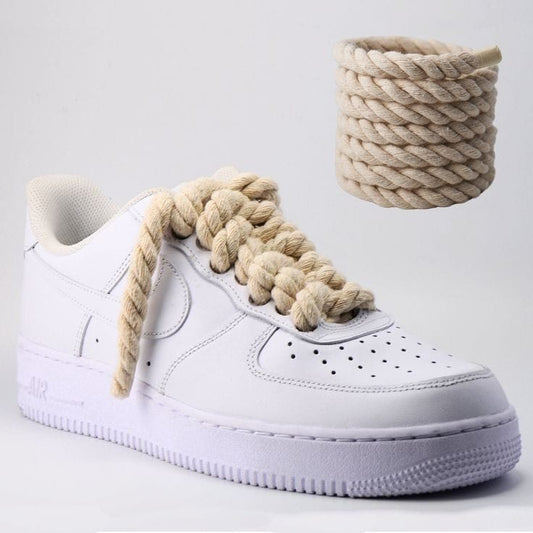 NIKE AIR FORCE 1 LOW "WHITE" - CUSTOM "CREAM" ROPE LACES