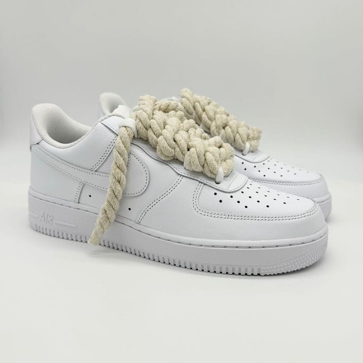 NIKE AIR FORCE 1 LOW "WHITE" - CUSTOM "CREAM" ROPE LACES