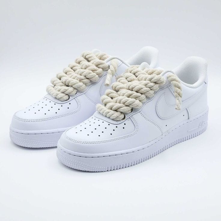 NIKE AIR FORCE 1 LOW "WHITE" - CUSTOM "CREAM" ROPE LACES