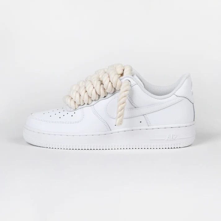 NIKE AIR FORCE 1 LOW "WHITE" - CUSTOM "CREAM" ROPE LACES