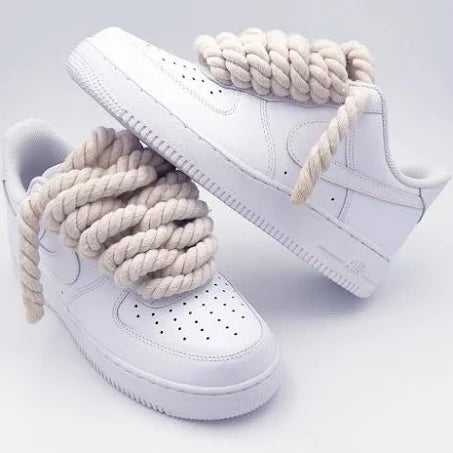 NIKE AIR FORCE 1 LOW "WHITE" - CUSTOM "CREAM" ROPE LACES